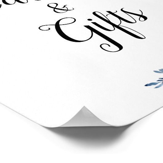 dusty blue floral bruiloft en cadeaubord poster (Hoek)