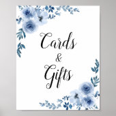 dusty blue floral bruiloft en cadeaubord poster (Voorkant)