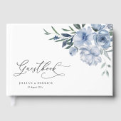 dusty blue floral bruiloft gastenboek (Voorkant)