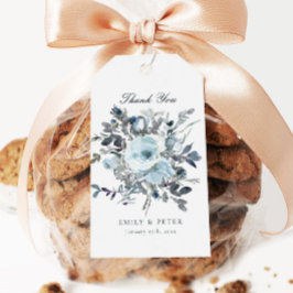 Dusty Blue Floral bruiloft gunst Cadeaulabel