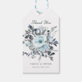 Dusty Blue Floral bruiloft gunst Cadeaulabel (Voorkant)