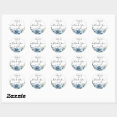 Dusty Blue Floral bruiloft gunst dank u Ronde Sticker (Vel)