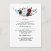 Dusty Blue Floral Bruiloft Informatie Gast Informatiekaartje (Voorkant)