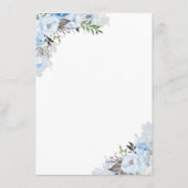 Dusty Blue Floral Bruiloft Informatie Gast Informatiekaartje (Achterkant)