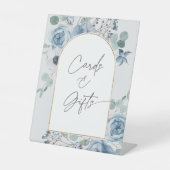 Dusty blue floral bruiloft Kaarten en geschenken Reclamebord Met Voetstuk (Voorkant)