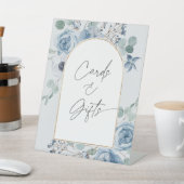 Dusty blue floral bruiloft Kaarten en geschenken Reclamebord Met Voetstuk (Insitu)