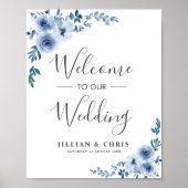 dusty blue floral bruiloft poster (Voorkant)