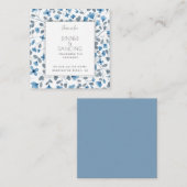 Dusty Blue Floral Bruiloft Receptie Behuizing Kaar Informatiekaartje (Voorkant / Achterkant)