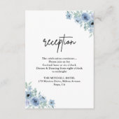 Dusty Blue Floral bruiloft receptie Informatiekaartje (Voorkant)