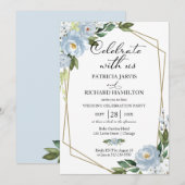 Dusty Blue Floral bruiloft receptie uitnodiging (Voorkant / Achterkant)