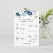 Dusty Blue Floral Bruiloft Routebeschrijving en Pr (Staand voorkant)