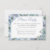 Dusty Blue Floral bruiloft RSVP Kaarten (Voorkant)