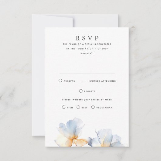 Dusty Blue Floral bruiloft RSVP Kaarten (Voorkant)