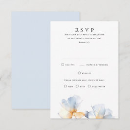 Dusty Blue Floral bruiloft RSVP Kaarten Kaartje
