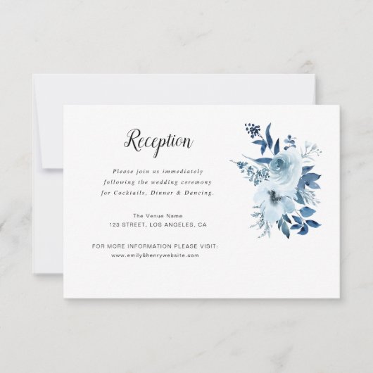 dusty blue floral bruiloft RSVP kaartje (Voorkant)