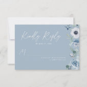 Dusty blue floral bruiloft RSVP kaartje (Voorkant)