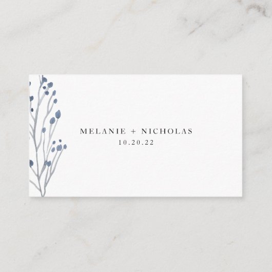 Dusty Blue Floral bruiloft RSVP online Informatiekaartje (Achterkant)