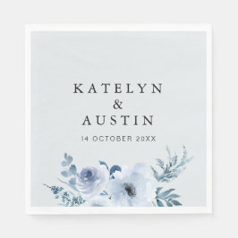 dusty blue floral bruiloft servet