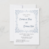 Dusty Blue Floral bruiloft uitnodiging (Voorkant)