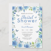 Dusty Blue Floral Butterfly Vrijgezellenfeest Kaart (Voorkant)