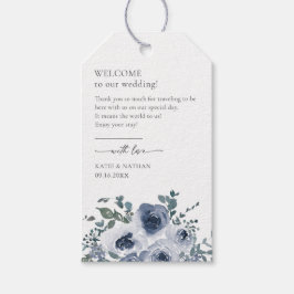 Dusty Blue Floral Cadeaulabel
