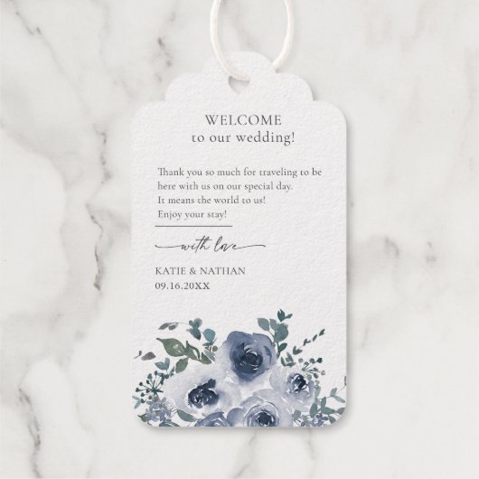 Dusty Blue Floral Cadeaulabels (Achterkant)