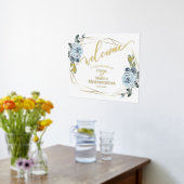 Dusty Blue Floral Calligraphy Welcome Folie Afdrukken (Laag (Keuken))