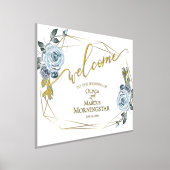 Dusty Blue Floral Calligraphy Welcome Folie Afdrukken (Laagn)