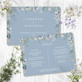 Dusty Blue Floral Cascade bruiloft Details Kaart