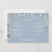 Dusty Blue Floral Cascade bruiloft Details Kaart (Voorkant)