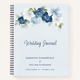 Dusty Blue Floral Chic Personalized Wedding Notitieboek