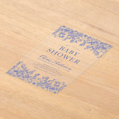 Dusty Blue  Floral Chinoiserie Baby shower Acryl Uitnodigingen (Laagn)