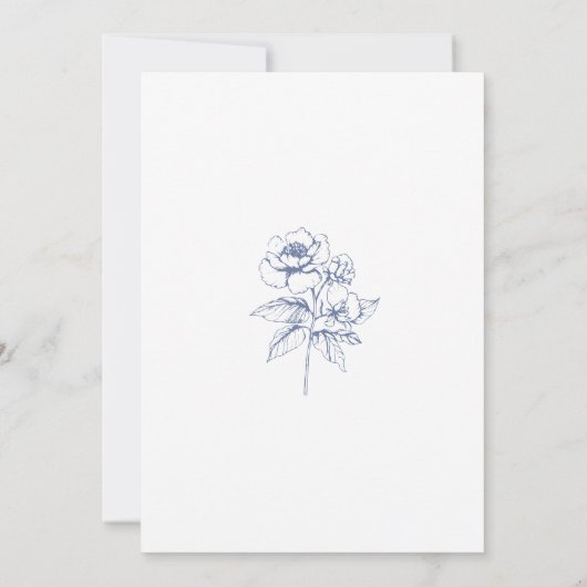 Dusty Blue  Floral Chinoiserie Baby shower Kaart (Achterkant)