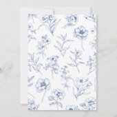 Dusty Blue Floral  Chinoiserie Baby shower Kaart (Achterkant)