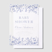 Dusty Blue Floral Chinoiserie Baby shower Vellum Uitnodigingen (Offset)