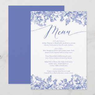  Dusty Blue Floral Chinoiserie Botanical Menu