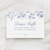 Dusty Blue Floral Chinoiserie Luier Raffle Ticket Informatiekaartje