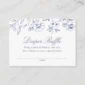 Dusty Blue Floral Chinoiserie Luier Raffle Ticket Informatiekaartje (Voorkant)