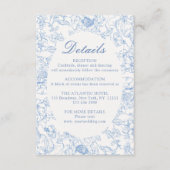 Dusty Blue Floral Chinoiserie Wedding Details Informatiekaartje (Voorkant)