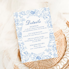 Dusty Blue Floral Chinoiserie Wedding Details Informatiekaartje