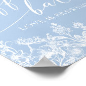 Dusty Blue Floral Coffee Bar Love is Brouwbord Poster (Hoek)