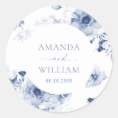 Dusty Blue Floral Couple Name Sticker (Voorkant)