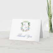 Dusty Blue Floral Crest Bedankt (Voorkant)