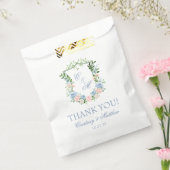 Dusty Blue Floral Crest Bedankt Bedankzakje (Gezegeld)