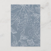 Dusty Blue Floral Crest Monogram Bruiloft Informatiekaartje (Achterkant)