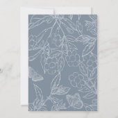 Dusty Blue Floral Crest Monogram Bruiloft Kaart (Achterkant)