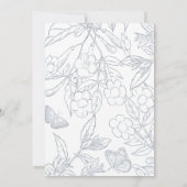 Dusty Blue Floral Crest Monogram Bruiloft Kaart (Achterkant)