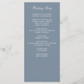 Dusty Blue Floral Crest Monogram Bruiloft Programmakaart (Achterkant)