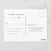 Dusty Blue Floral Crest Monogram Bruiloft RSVP Briefkaart (Achterkant)