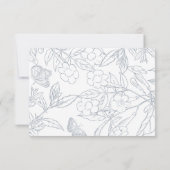 Dusty Blue Floral Crest Monogram Bruiloft RSVP Kaartje (Achterkant)